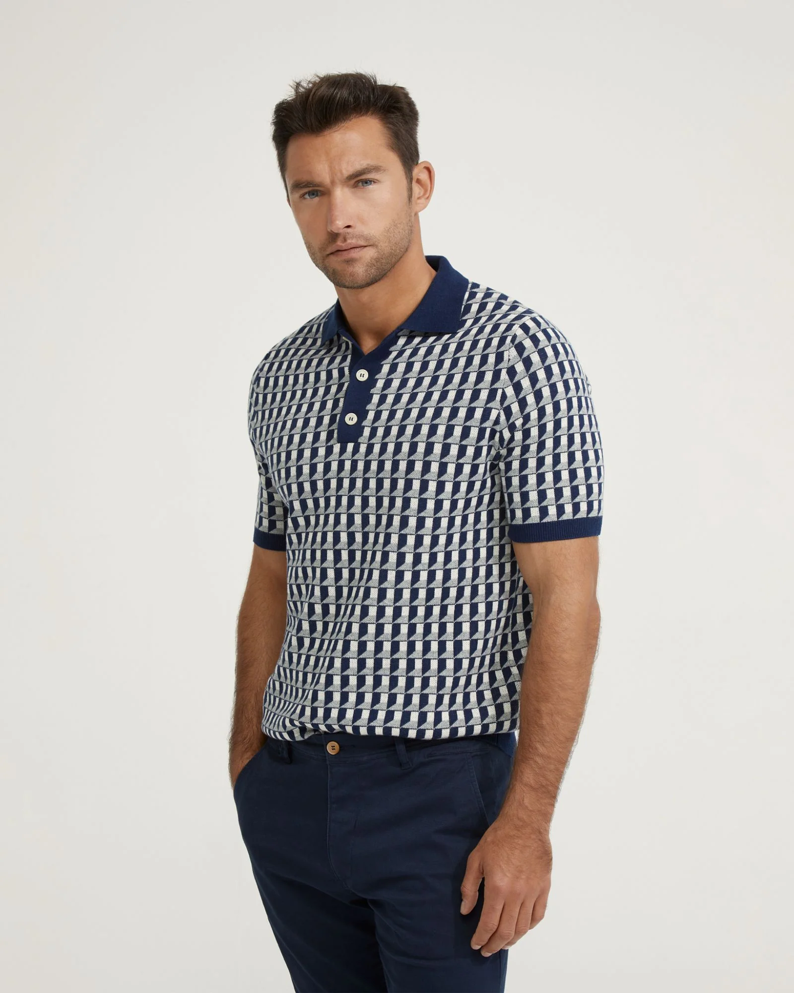 Louis Jacquard Knitted Polo - Image 5