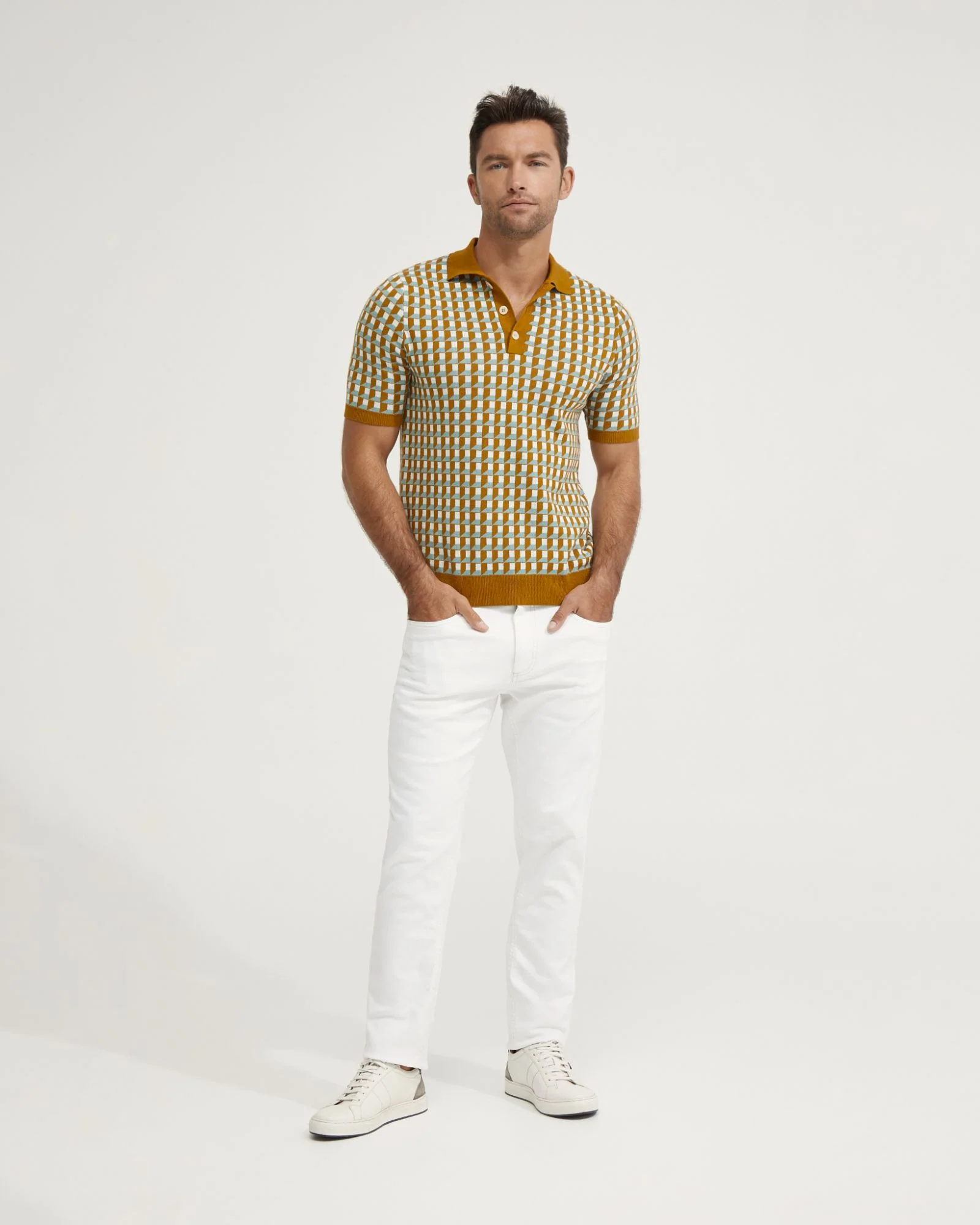 Louis Jacquard Knitted Polo - Image 7