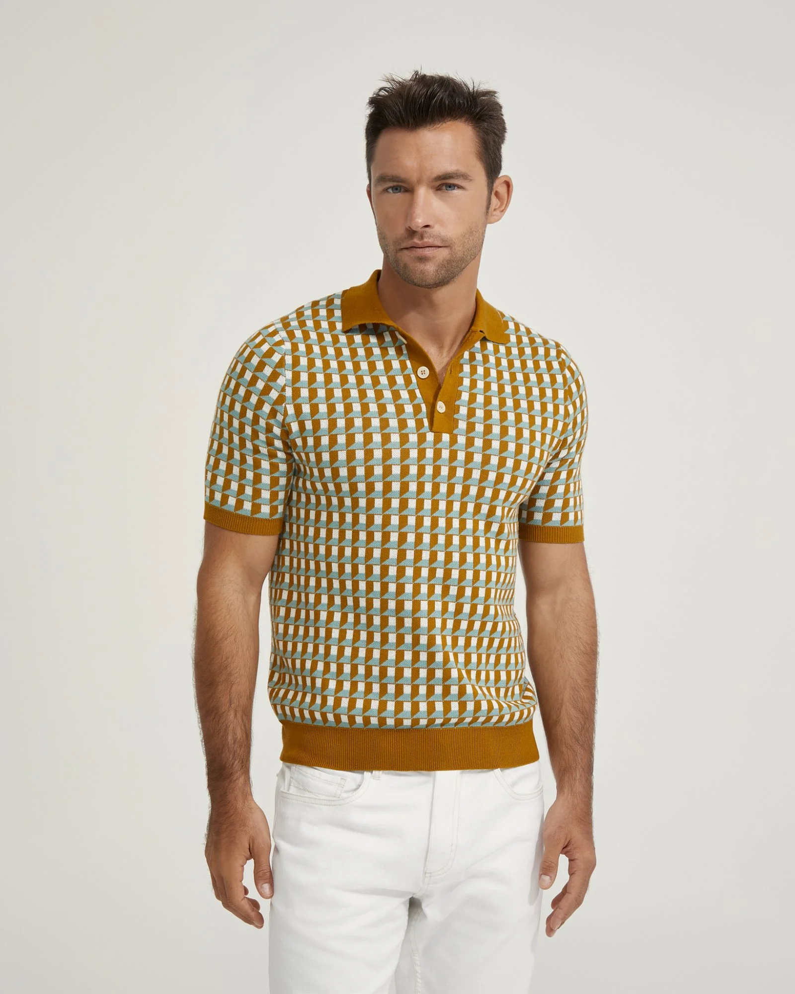 Louis Jacquard Knitted Polo - Image 8
