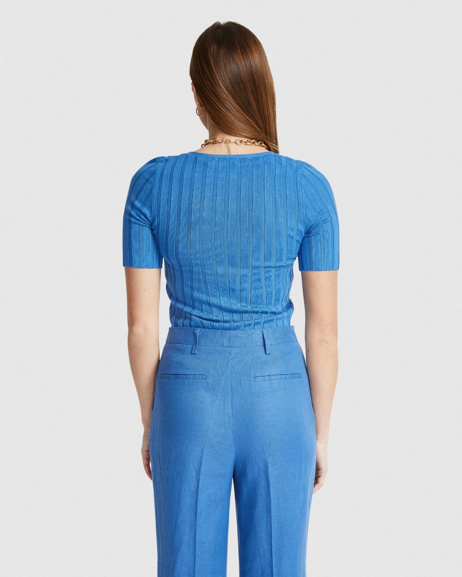 Lucy Rib V-Neck Knitted Top - Image 3