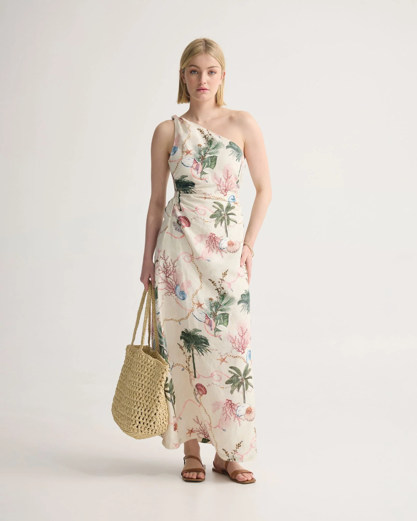 Maja One Shoulder Linen Dress - Image 2