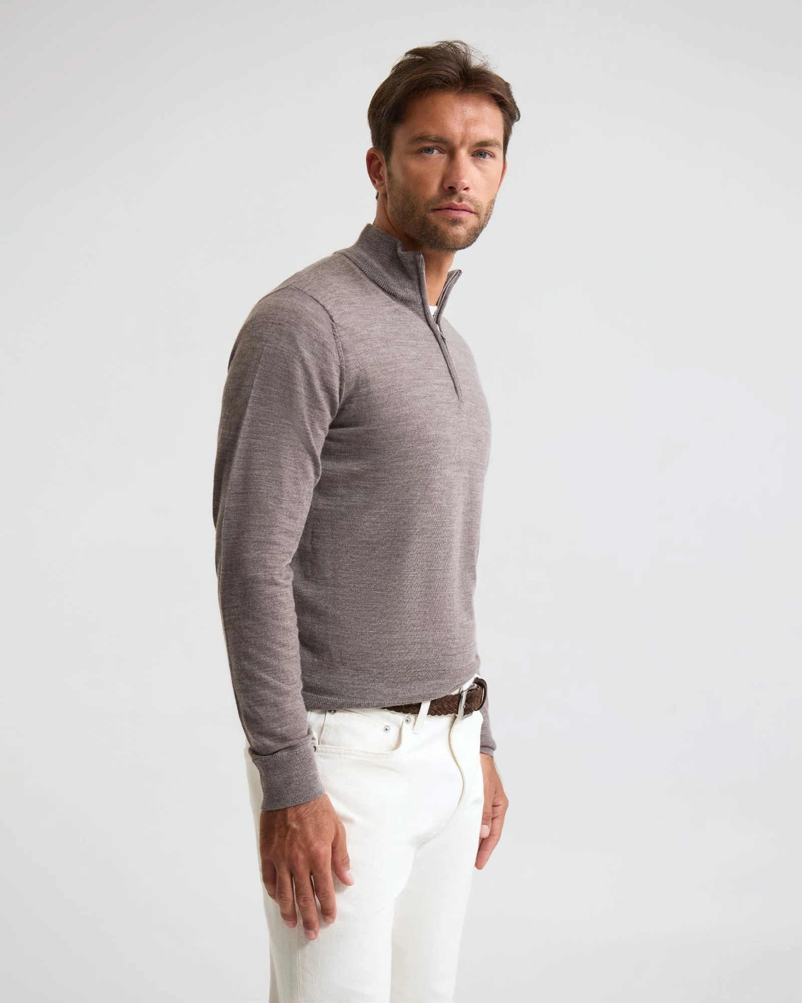 Merino Zip-Neck Wool Pullover - Image 24