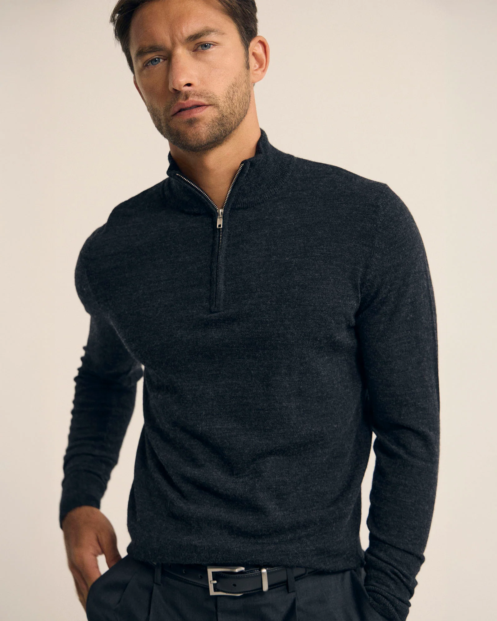 Merino Zip-Neck Wool Pullover - Image 30
