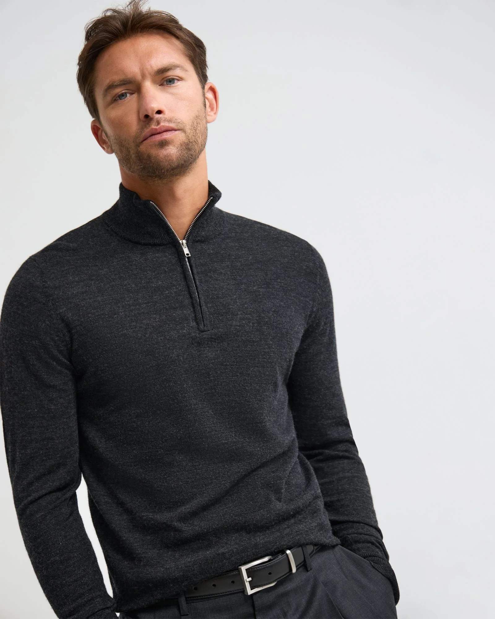 Merino Zip-Neck Wool Pullover - Image 33