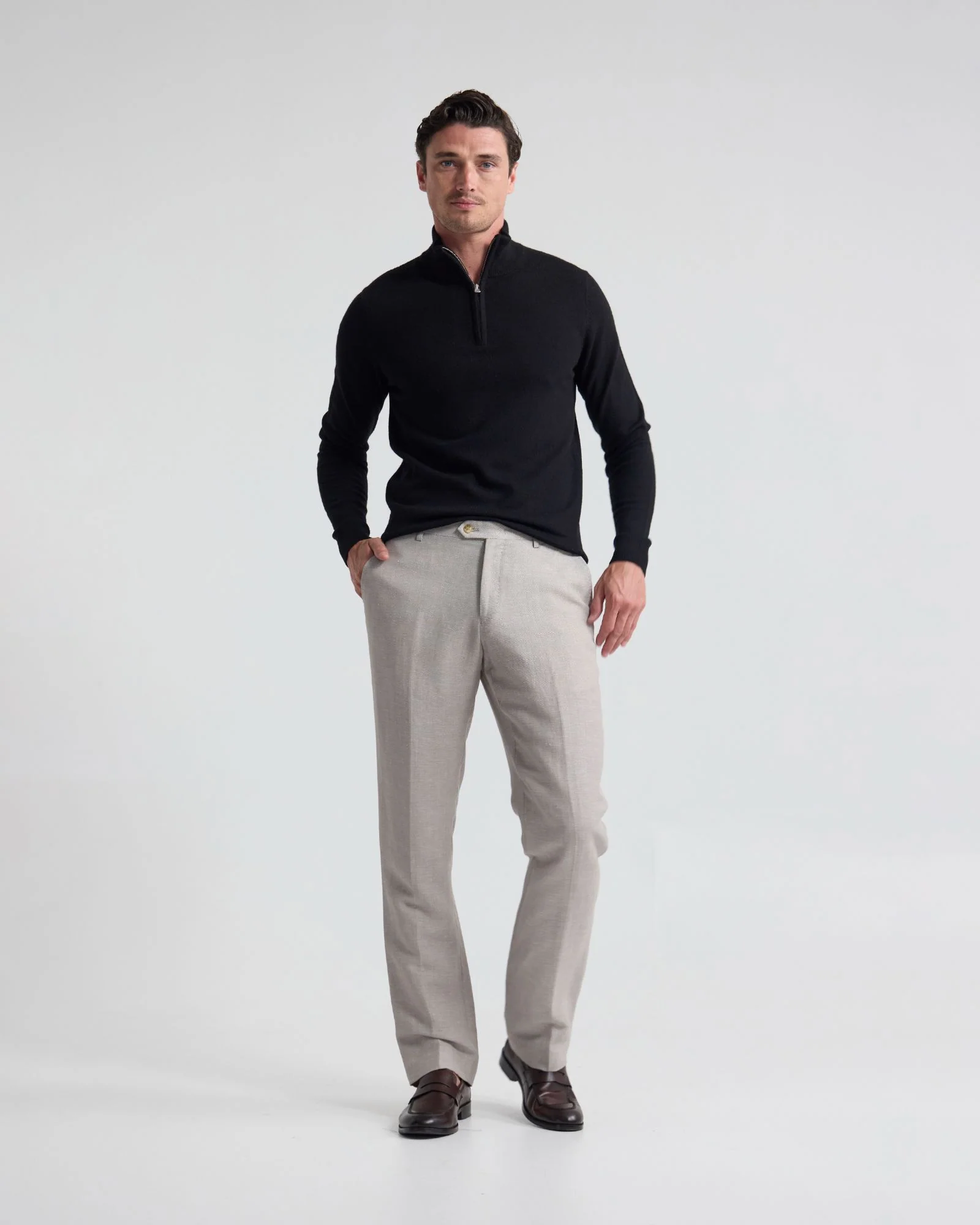 Merino Zip-Neck Wool Pullover - Image 38
