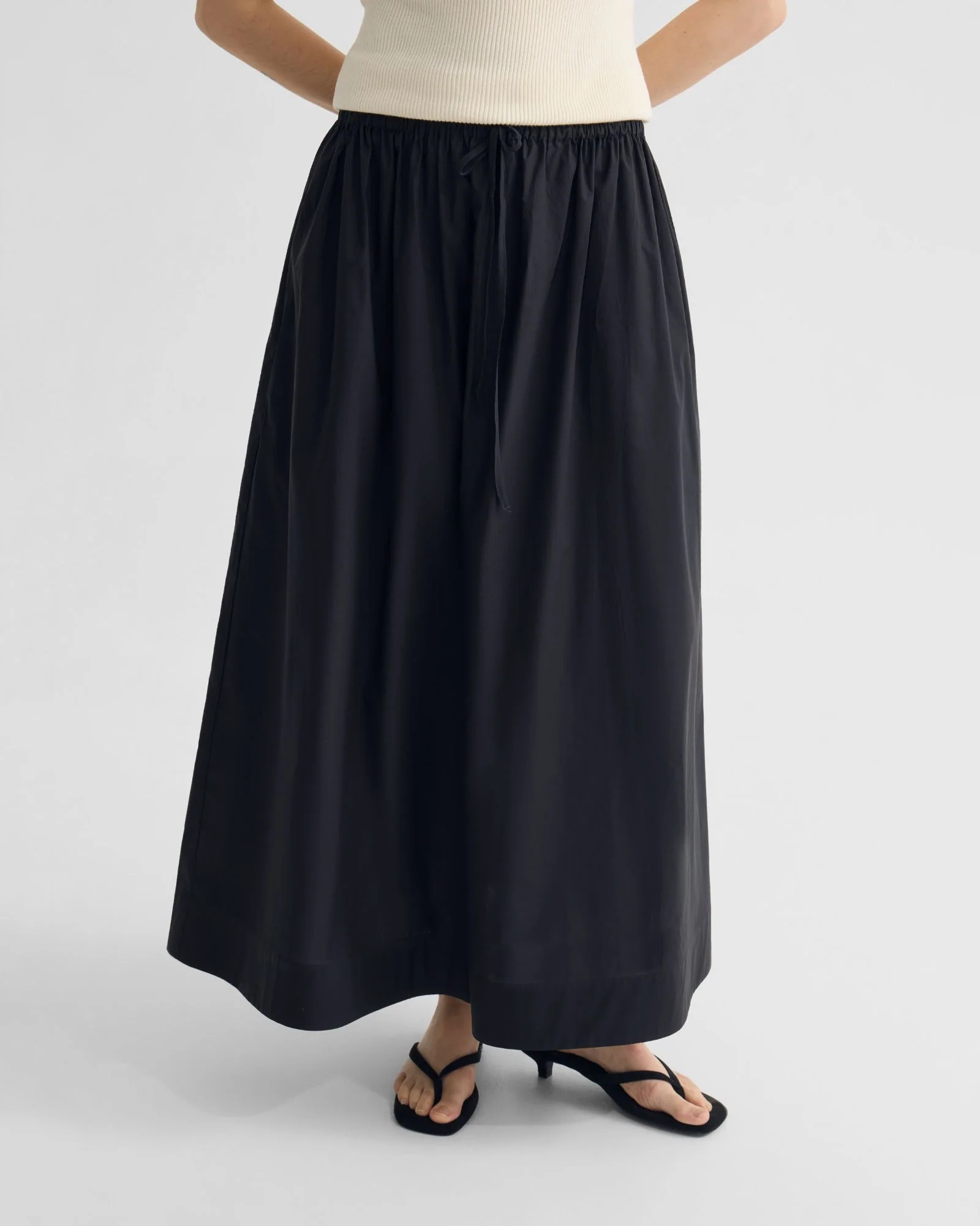 Olive Cotton Maxi Skirt - Image 4
