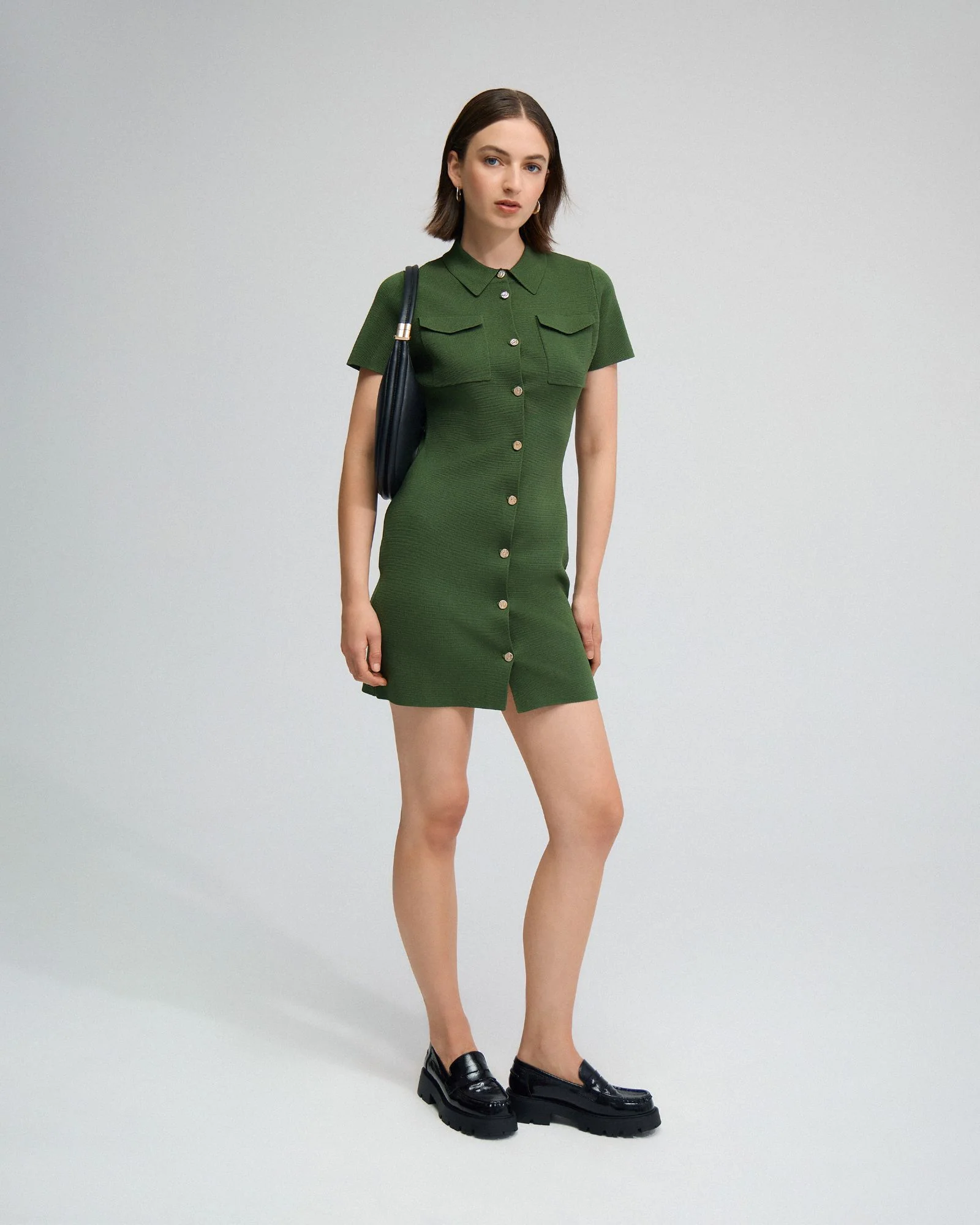Olive Knitted Mini Dress