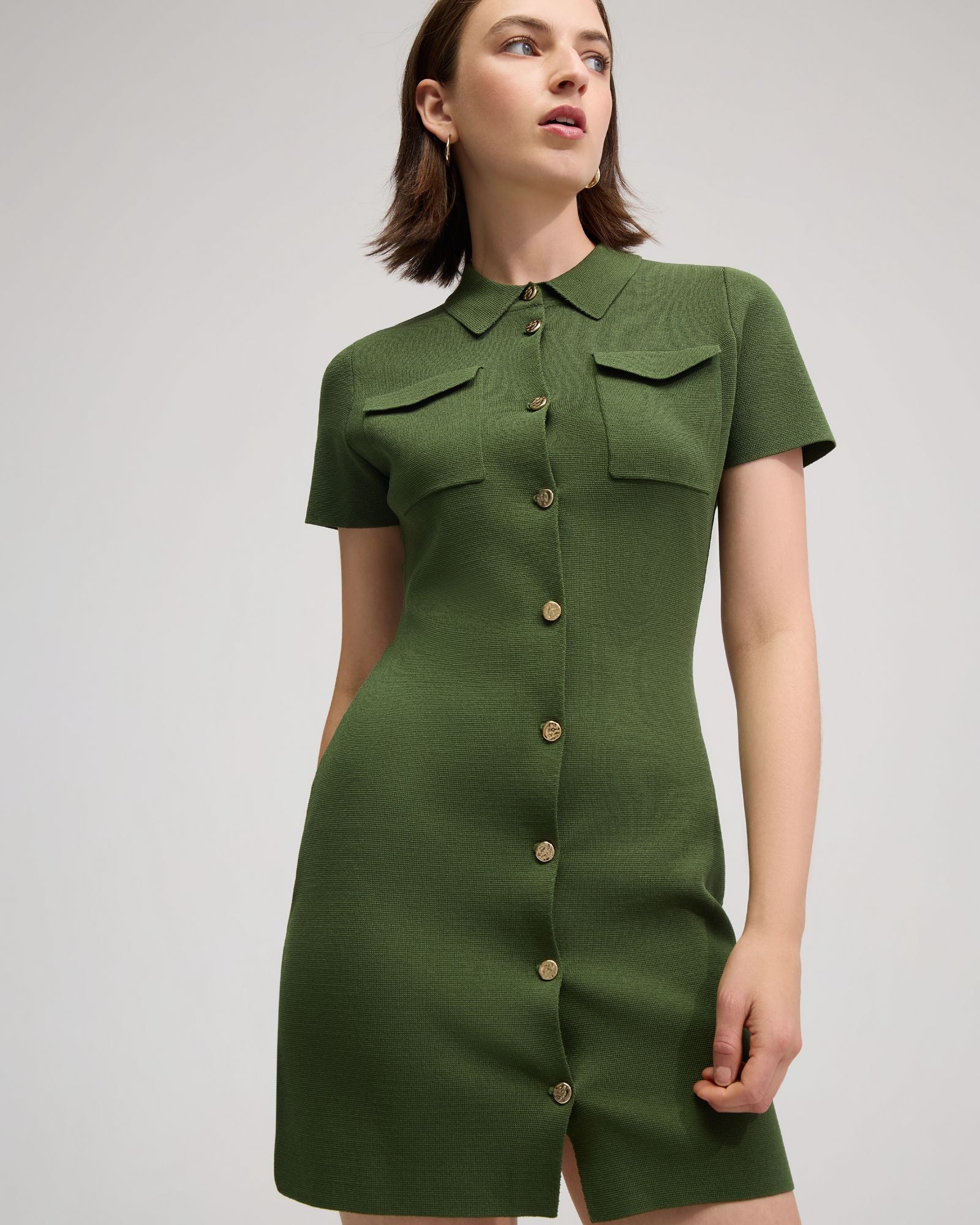 Olive Knitted Mini Dress - Image 4