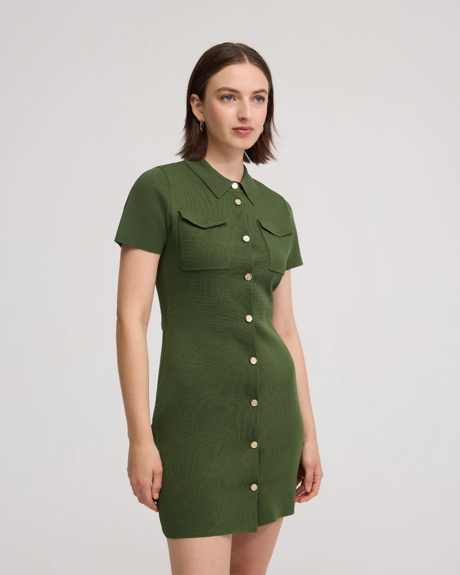 Olive Knitted Mini Dress - Image 7