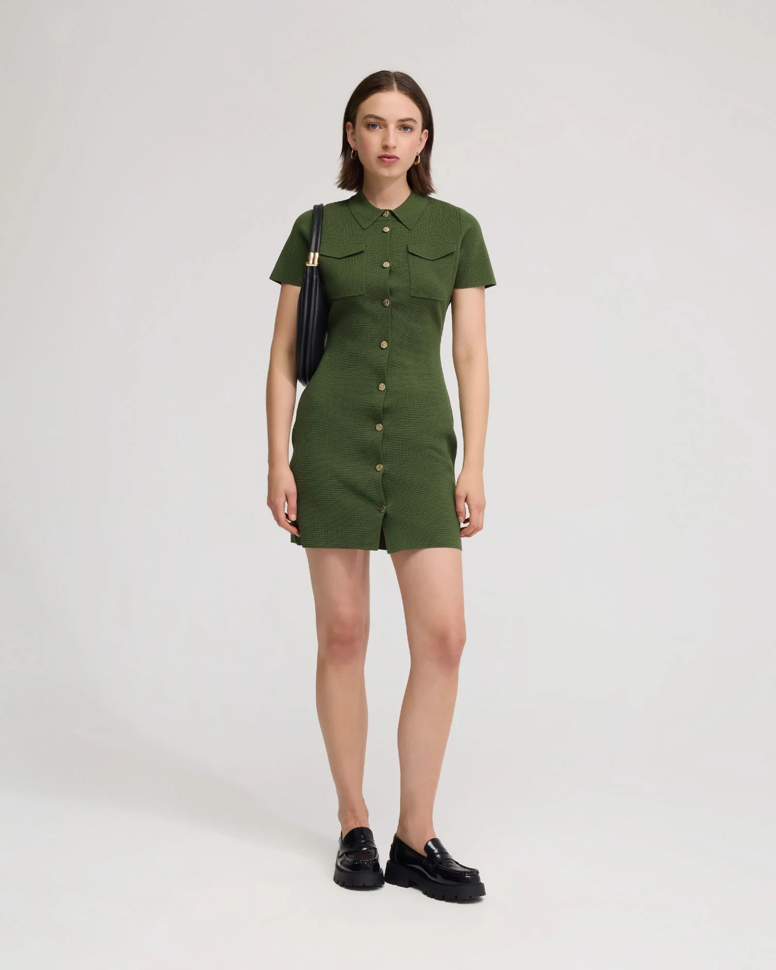 Olive Knitted Mini Dress - Image 8