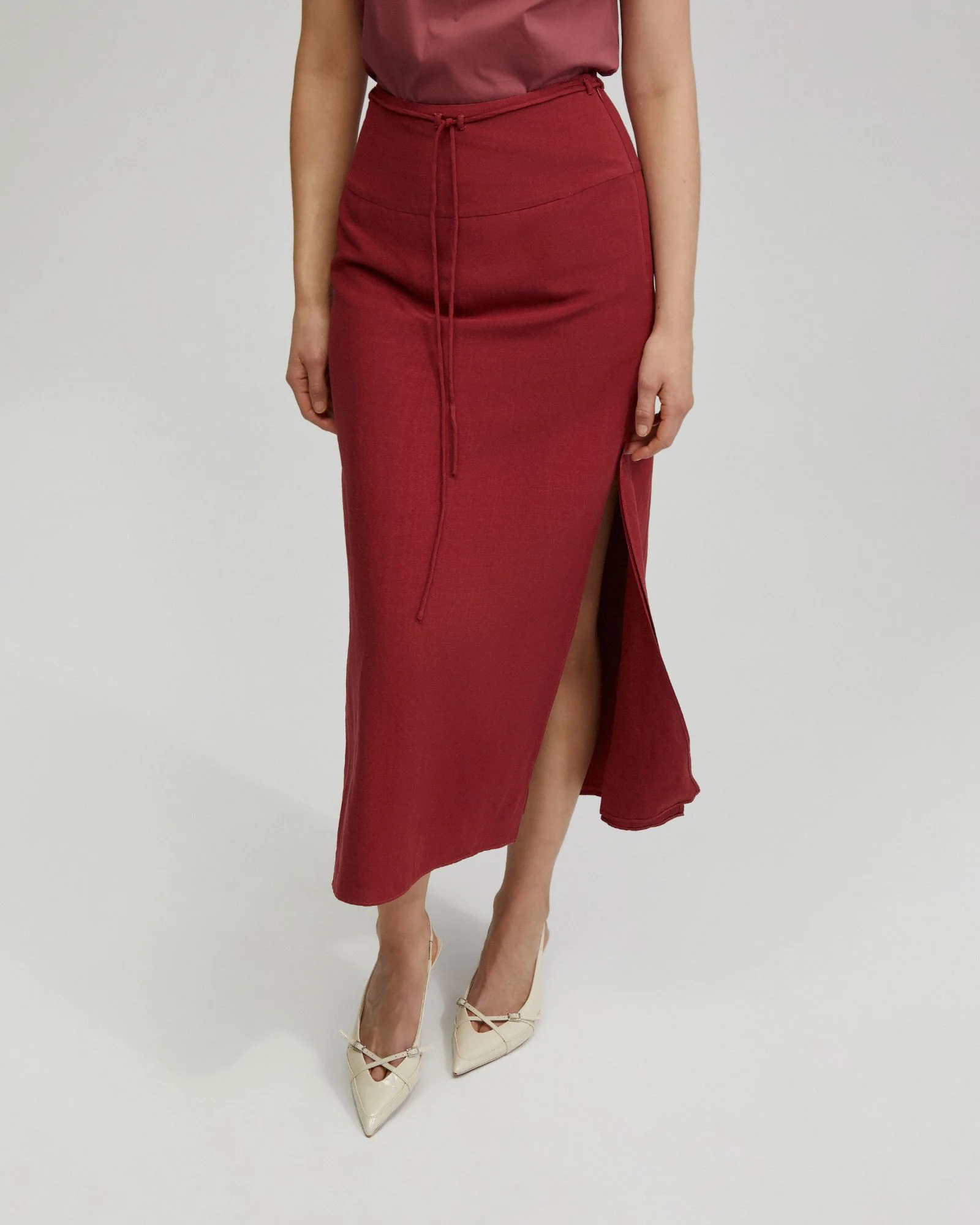 Rose Linen Blend Skirt - Image 11