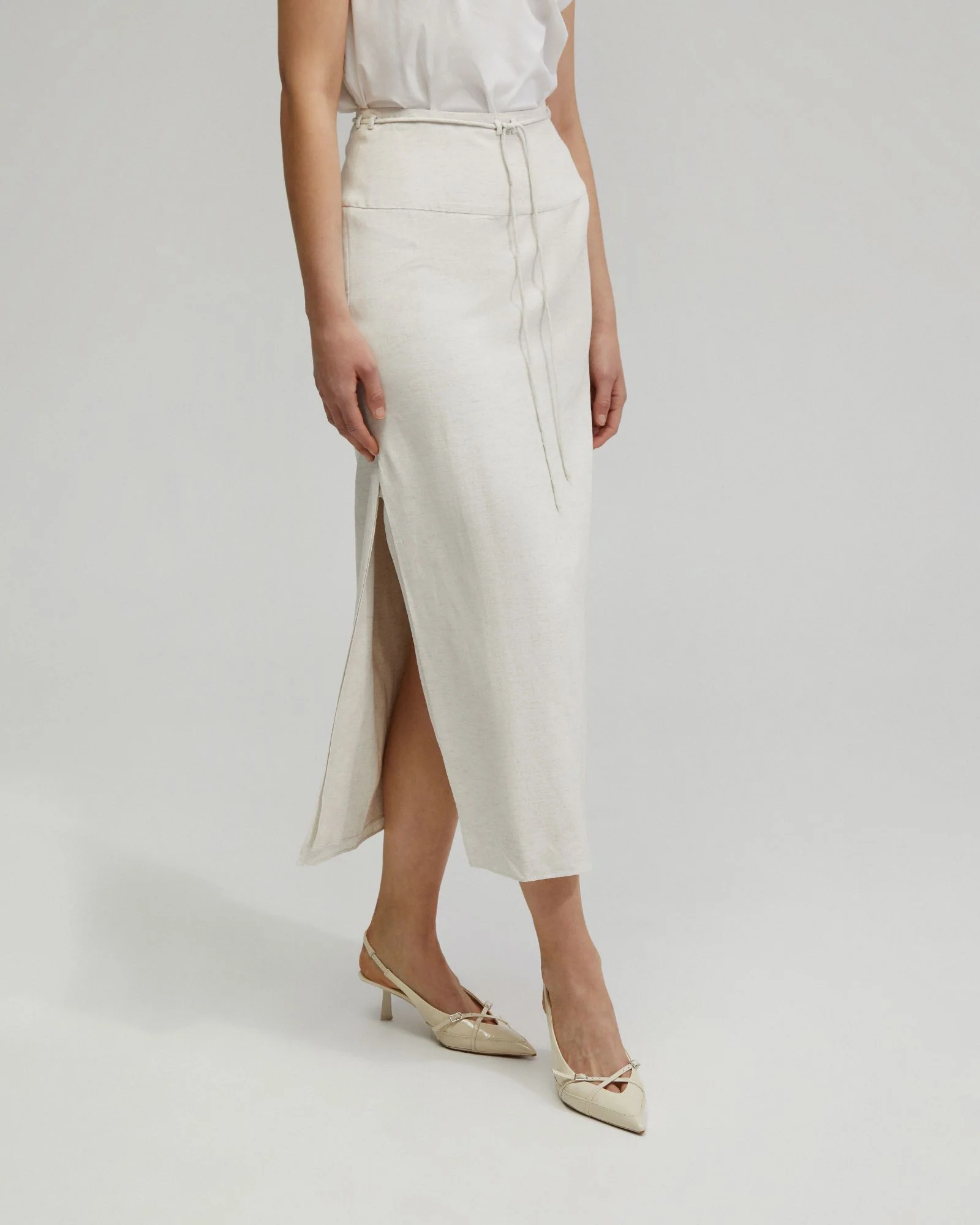 Rose Linen Blend Skirt - Image 15