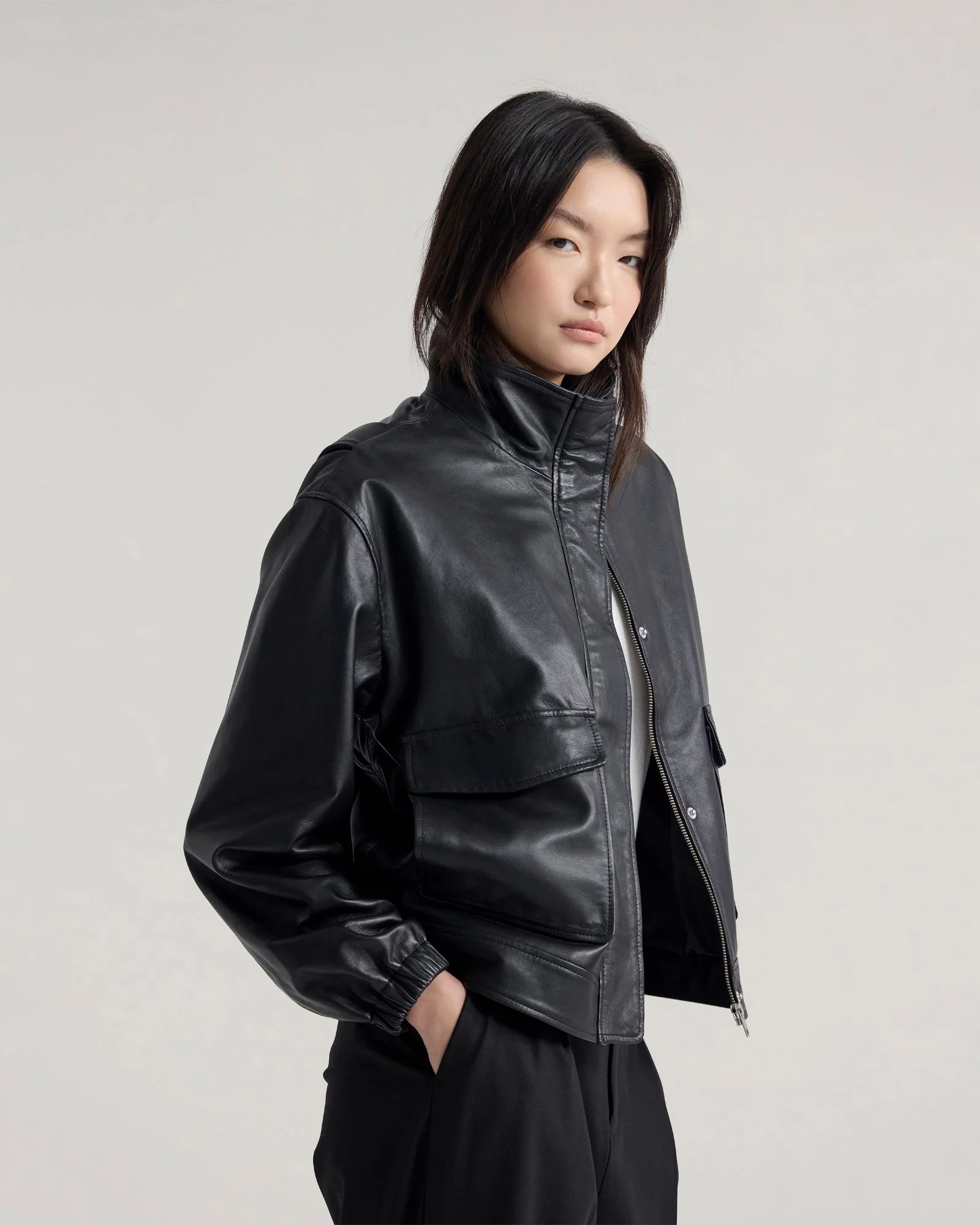 Rosie Leather Bomber Jacket - Image 3