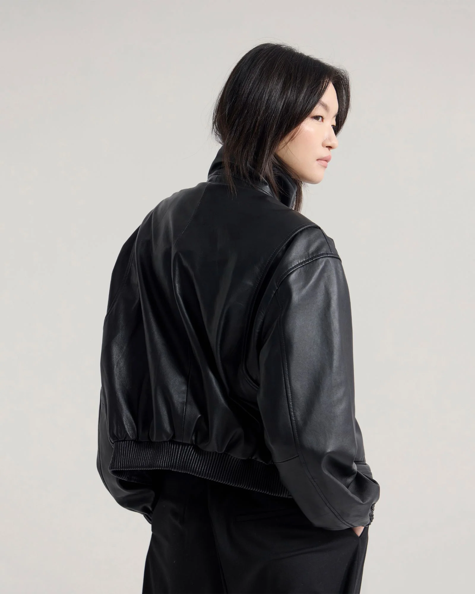 Rosie Leather Bomber Jacket - Image 4