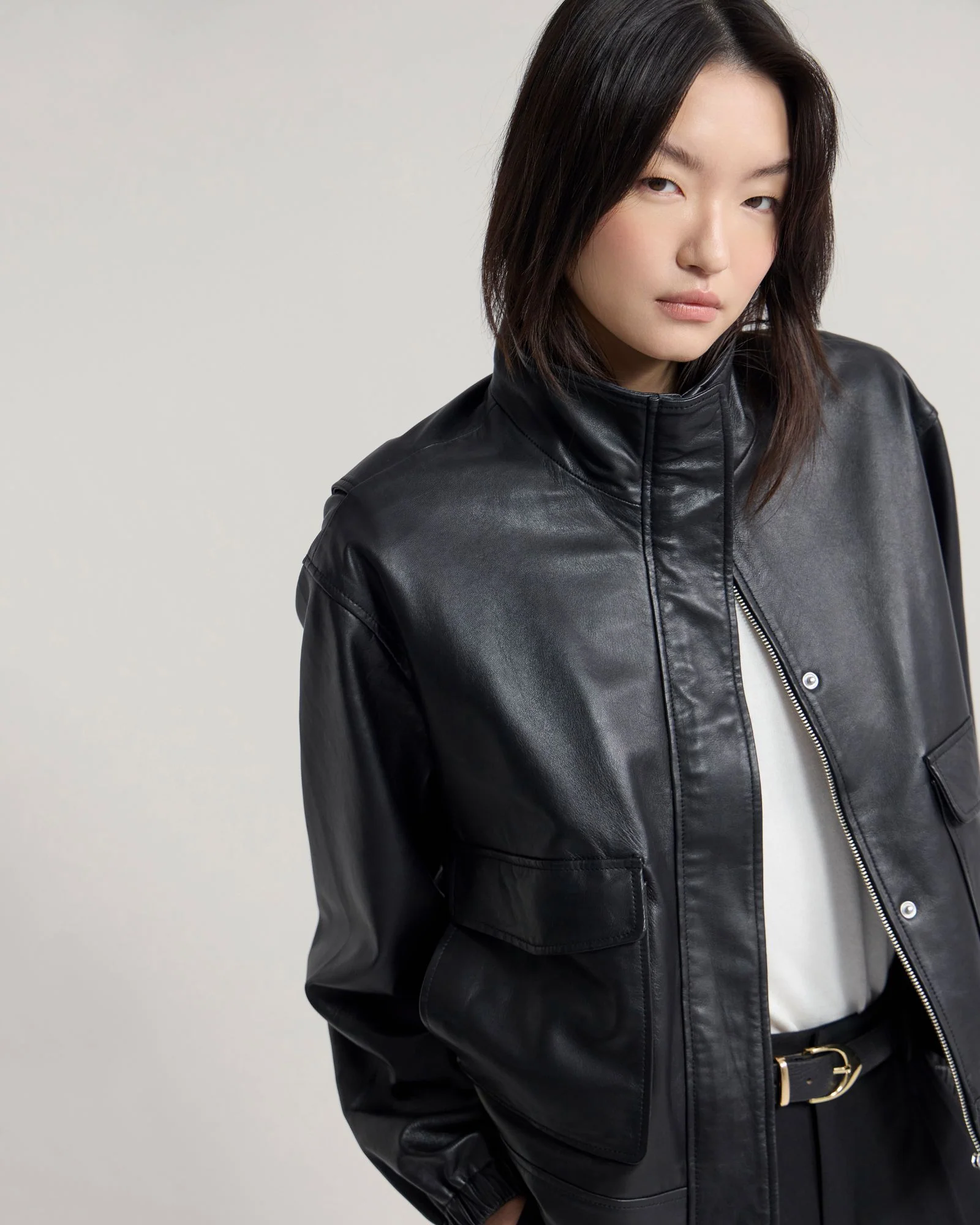 Rosie Leather Bomber Jacket - Image 5