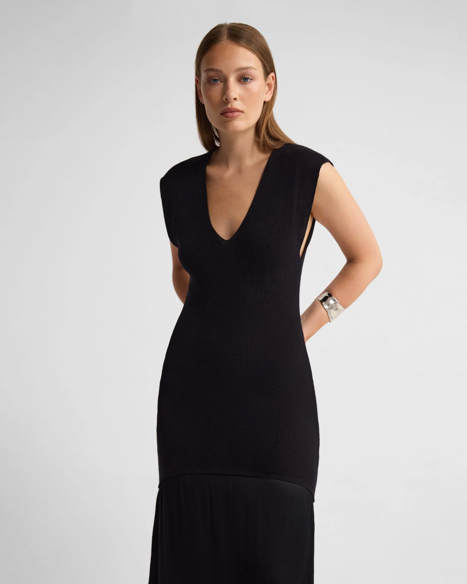 Sydney Knit Dress With Woven Skirt - Image 5