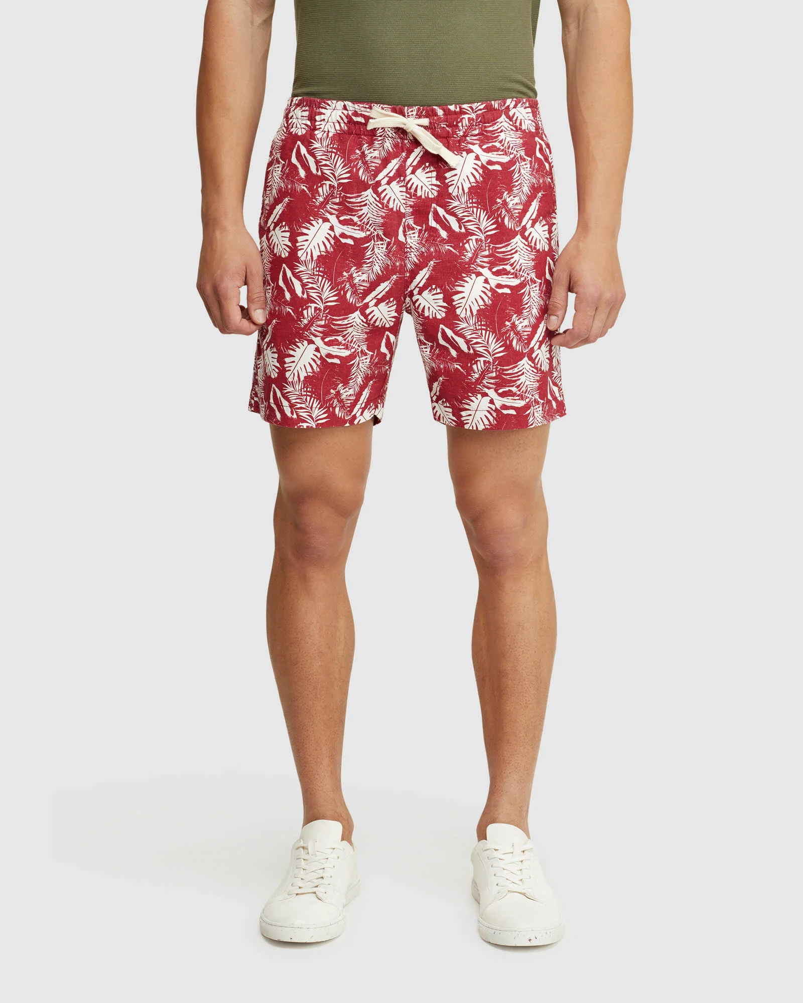 Toby Palm Tree Linen Cotton Shorts - Image 14