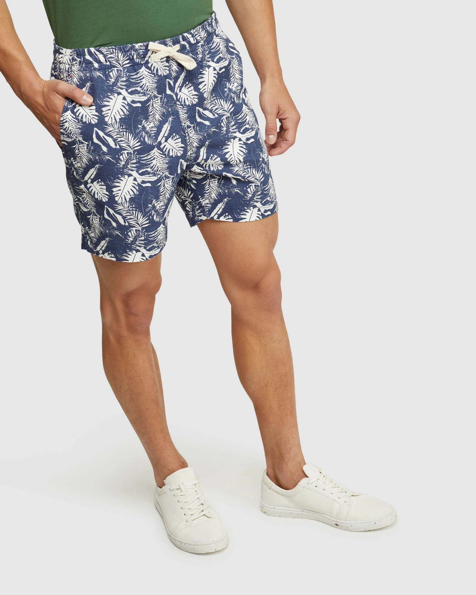 Toby Palm Tree Linen Cotton Shorts - Image 4