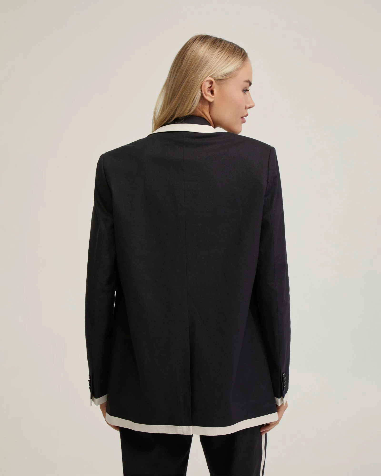 Willow Linen Jacket Contrast Trim - Image 3
