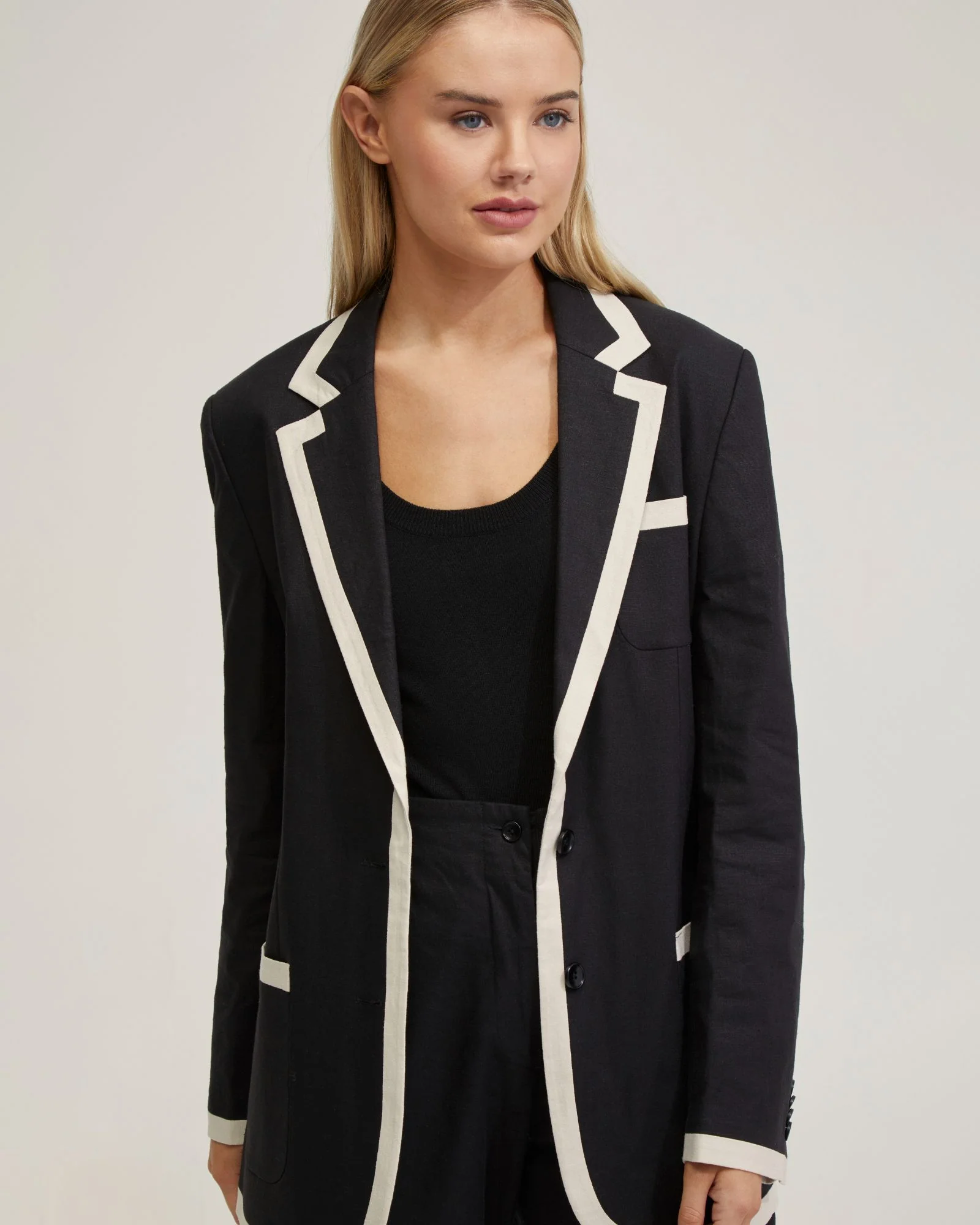 Willow Linen Jacket Contrast Trim - Image 4